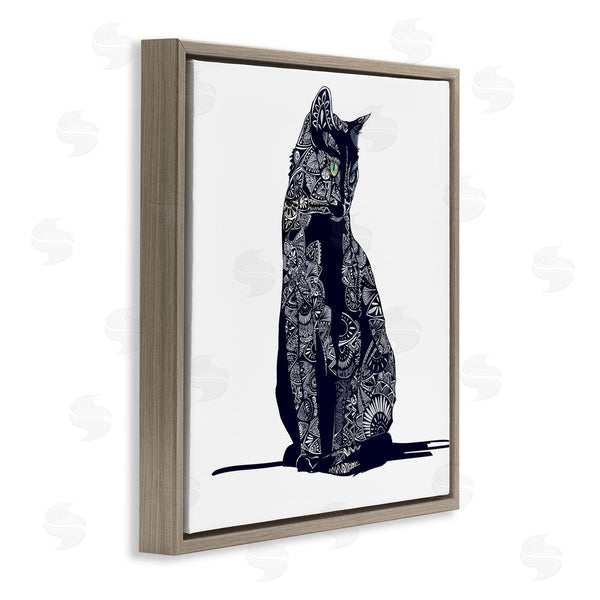 Stupell Industries Emily Kalina | Fractal Patterned Black Cat Wall Art