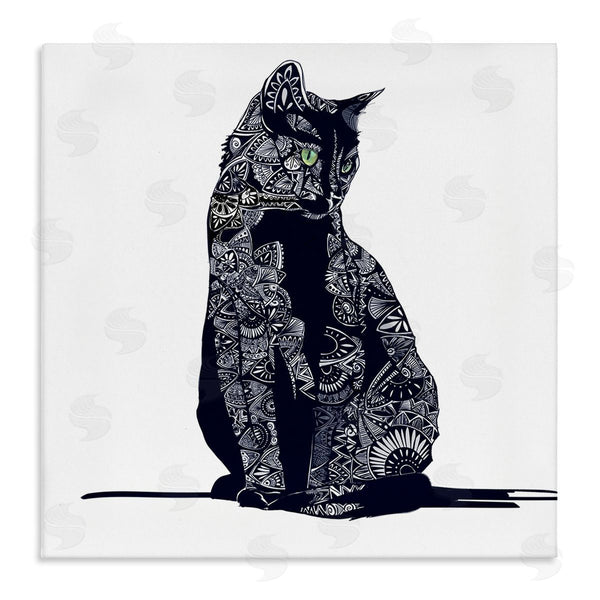 stupell industries Emily Kalina | Fractal Patterned Black Cat Wall Art