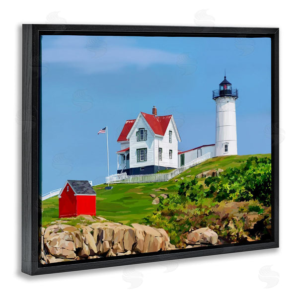 Stupell Industries Emily Kalina | Lighthouse On Hill Green Blue