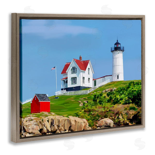 Stupell Industries Emily Kalina | Lighthouse On Hill Green Blue
