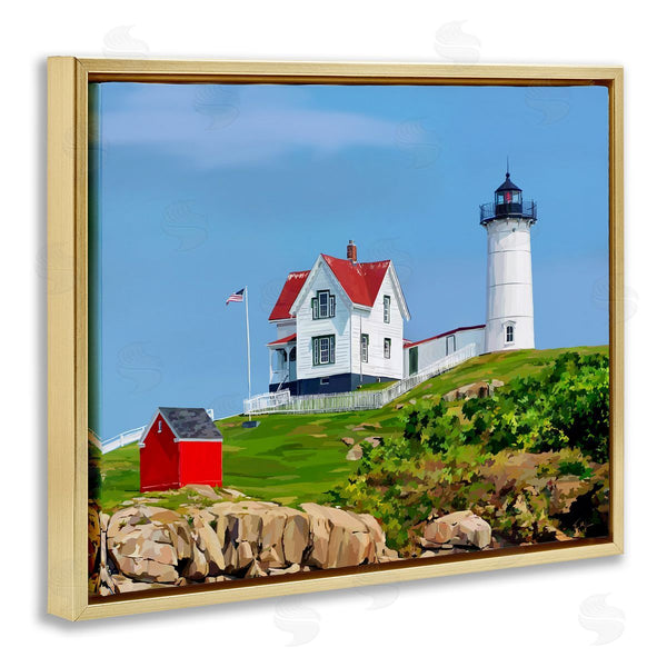 Stupell Industries Emily Kalina | Lighthouse On Hill Green Blue
