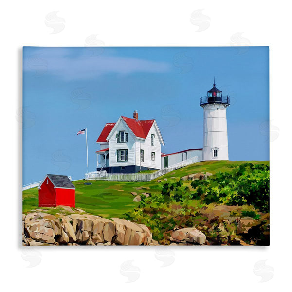 stupell industries Emily Kalina | Lighthouse On Hill Green Blue