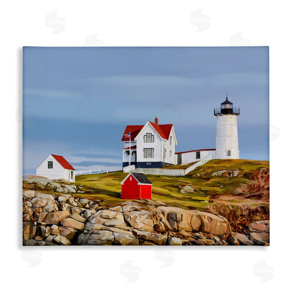 stupell industries Emily Kalina | Lighthouse On Hill Green Red