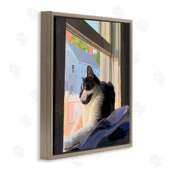 Stupell Industries Emily Kalina | Warm Sunlit Cat Neighborhood Windowsill Wall Art