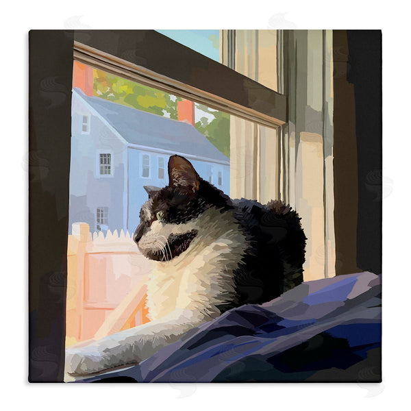 stupell industries Emily Kalina | Warm Sunlit Cat Neighborhood Windowsill Wall Art