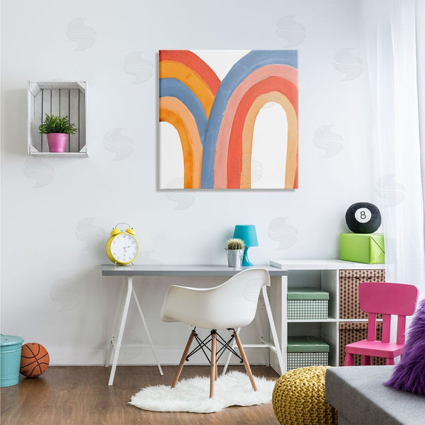 Stupell Industries Emily Navas | Playful Double Rainbow Arches Blue Red Orange Wall Art