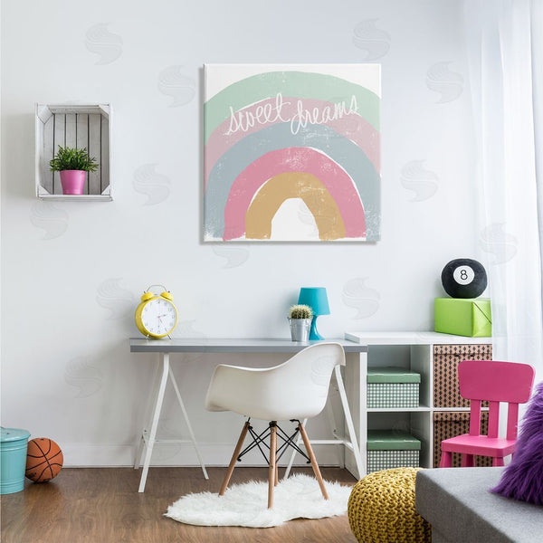 Stupell Industries Emily Navas | Sweet Dreams Phrase Cool Tone Pastel Rainbow Wall Art