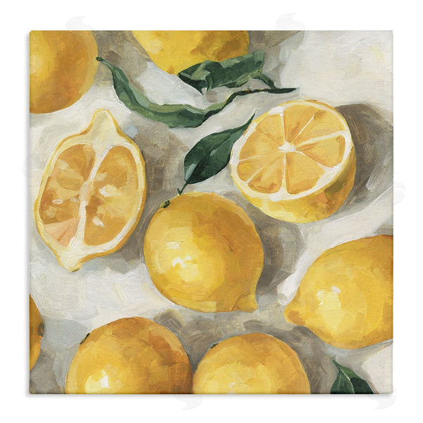 stupell industries Emma Caroline | Citrus Fruits Sliced Lemon Pile Over White