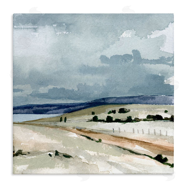 stupell industries Emma Caroline | Cloudy Country Mountain Road Watercolor Detail Scene Wall Art
