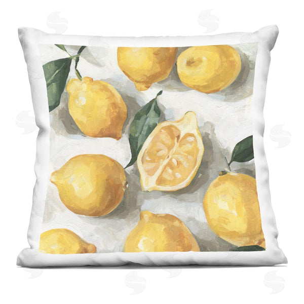 stupell industries Emma Caroline | Country Citrus Lemons Over White Background Printed Throw Pillow