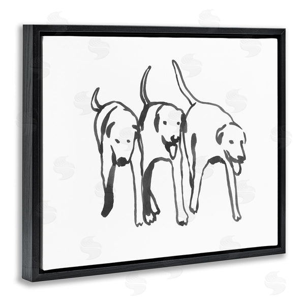 Stupell Industries Emma Caroline | Dog Trio Outline Minimal Black White Pets Wall Art
