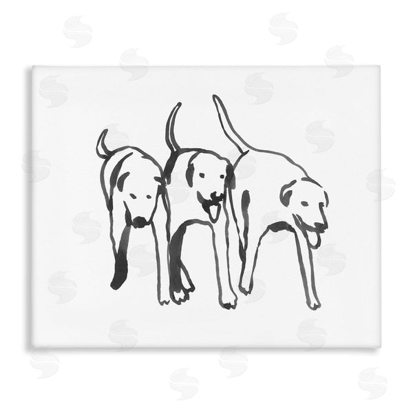stupell industries Emma Caroline | Dog Trio Outline Minimal Black White Pets Wall Art