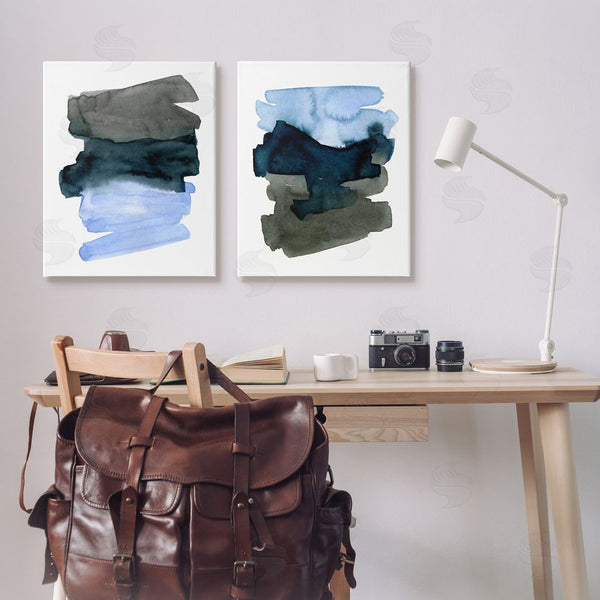 Stupell Industries Emma Caroline | Energetic Blue Brush Strokes Abstract Ombre Wall Art