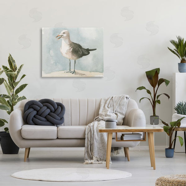 Stupell Industries Emma Caroline | Happy Seagull Soft Focus Resting On Beach Wall Art
