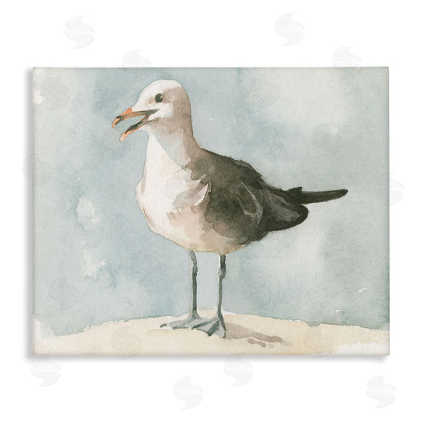 stupell industries Emma Caroline | Happy Seagull Soft Focus Resting On Beach Wall Art