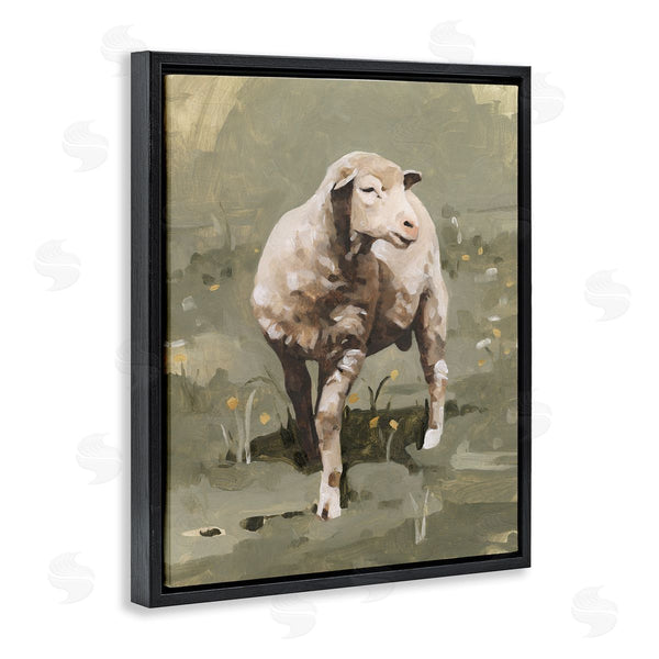 Stupell Industries Emma Caroline | Impressionistic Spring Sheep Grazing Grassy Farm Field Wall Art