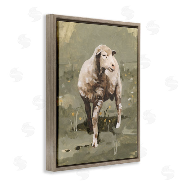 Stupell Industries Emma Caroline | Impressionistic Spring Sheep Grazing Grassy Farm Field Wall Art