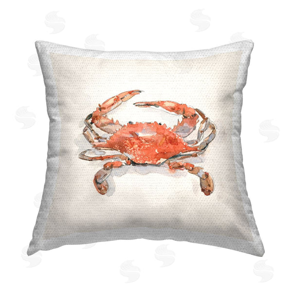 Stupell Industries Emma Caroline | Nautical Red Crab Printed Throw Pillow