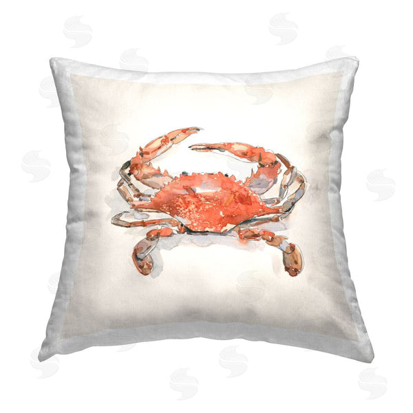 stupell industries Emma Caroline | Nautical Red Crab Printed Throw Pillow
