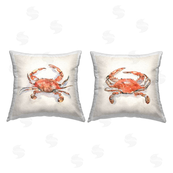 Stupell Industries Emma Caroline | Nautical Red Crabs Printed Throw Pillow Set