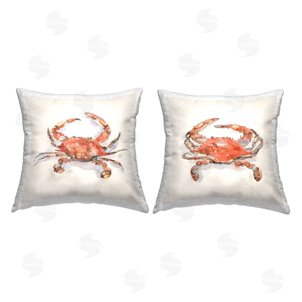 stupell industries Emma Caroline | Nautical Red Crabs Printed Throw Pillow Set
