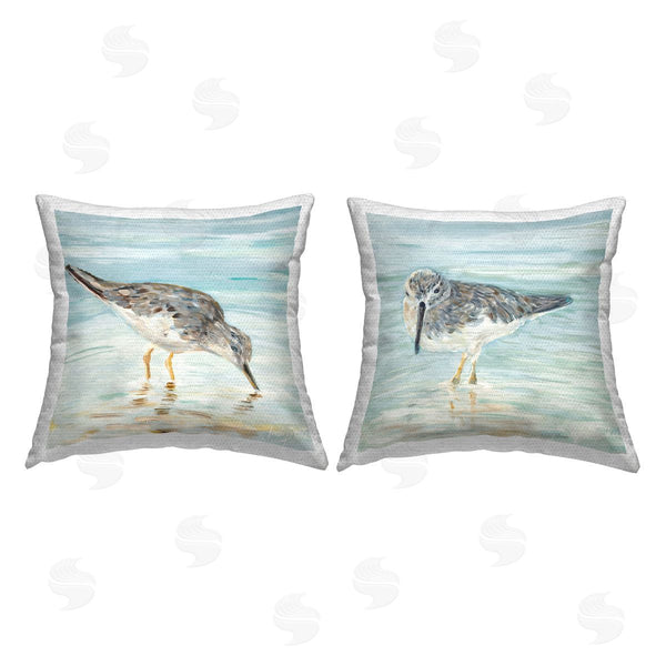 Stupell Industries Emma Caroline | Piping Plover Shoreline Birds Printed Throw Pillow Set