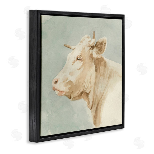 Stupell Industries Emma Caroline | Poised White Cow Watercolor Farm Animal Portrait Wall Art