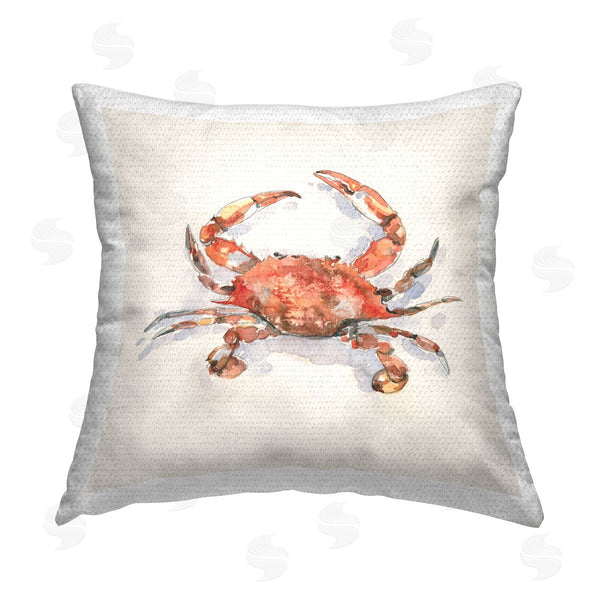 Stupell Industries Emma Caroline | Red Crab Wildlife Printed Throw Pillow