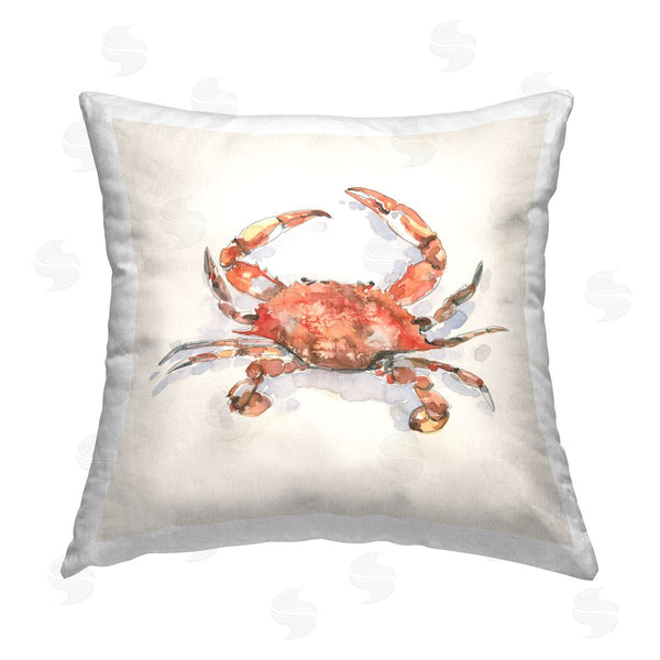 stupell industries Emma Caroline | Red Crab Wildlife Printed Throw Pillow