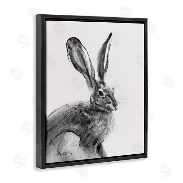 Stupell Industries Emma Caroline | Resting Wild Hare Portrait Bold Face Rabbit Illustration Wall Art