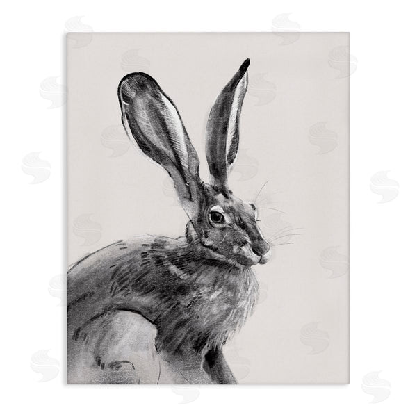 stupell industries Emma Caroline | Resting Wild Hare Portrait Bold Face Rabbit Illustration Wall Art
