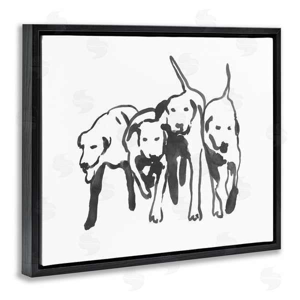 Stupell Industries Emma Caroline | Row Of Pet Dogs Black White Watercolor Outline Wall Art