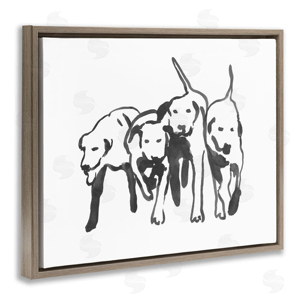 Stupell Industries Emma Caroline | Row Of Pet Dogs Black White Watercolor Outline Wall Art
