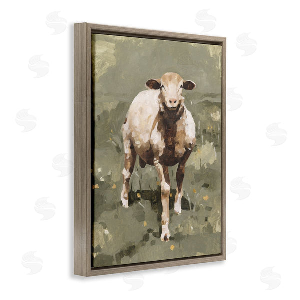 Stupell Industries Emma Caroline | Smiling Spring Sheep Green Dandelion Farm Field Wall Art