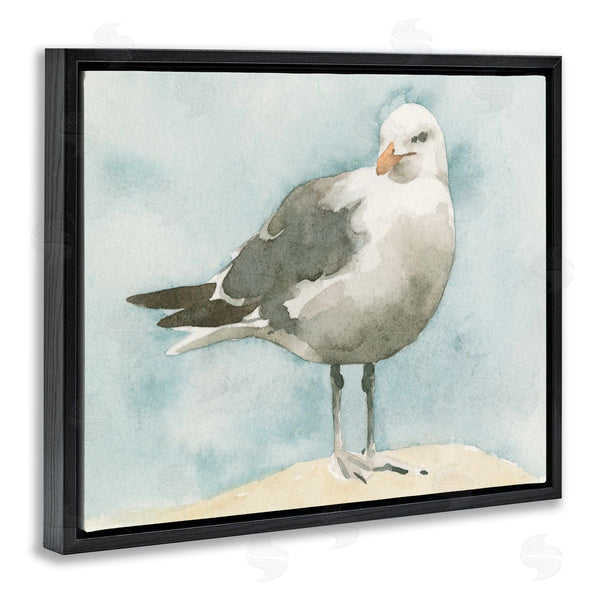 Stupell Industries Emma Caroline | Soft Focus Seagull On Waterfront Beige Blue Wall Art