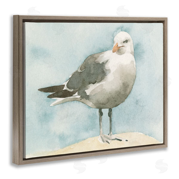 Stupell Industries Emma Caroline | Soft Focus Seagull On Waterfront Beige Blue Wall Art