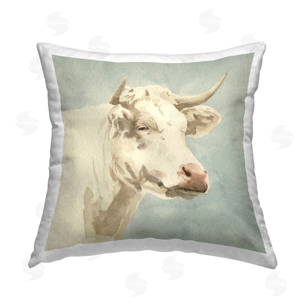 stupell industries Emma Caroline | Watercolor Style Cattle Printed Throw Pillow