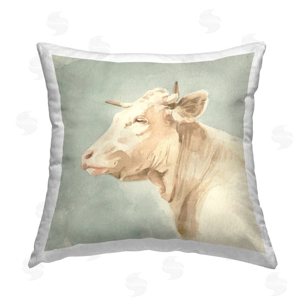 stupell industries Emma Caroline | White Cattle Portrait Printed Throw Pillow
