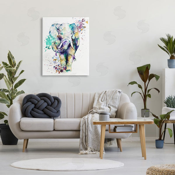 Stupell Industries Emma Catherine Debs | Street Style Speckled Elephant Paint Splatter Animal Wall Art