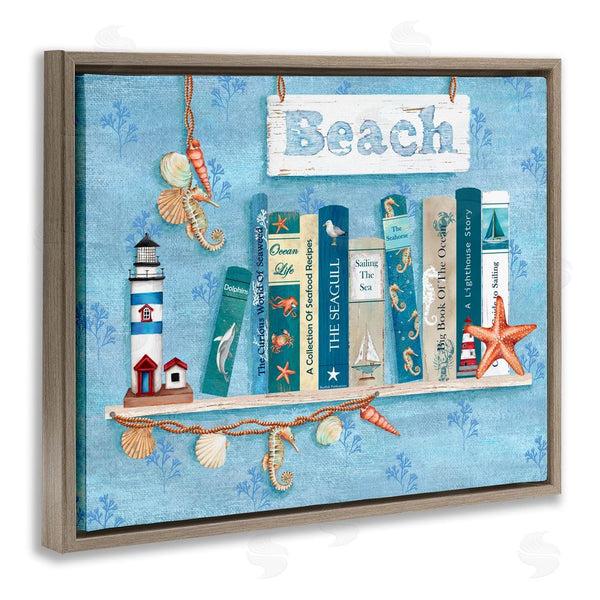 Stupell Industries Emma Leach | Beachy Book Shelf Panel