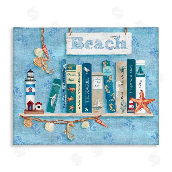 stupell industries Emma Leach | Beachy Book Shelf Panel