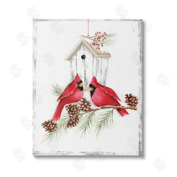 stupell industries Emma Leach | Cardinals & Snowy Birdhouse Wall Art