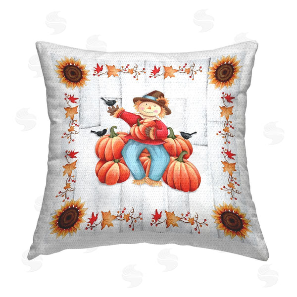 Stupell Industries Emma Leach | Happy Scarecrow Pumpkin Harvest Printed Throw Pillow