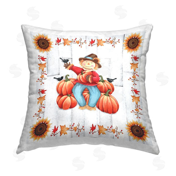 stupell industries Emma Leach | Happy Scarecrow Pumpkin Harvest Printed Throw Pillow
