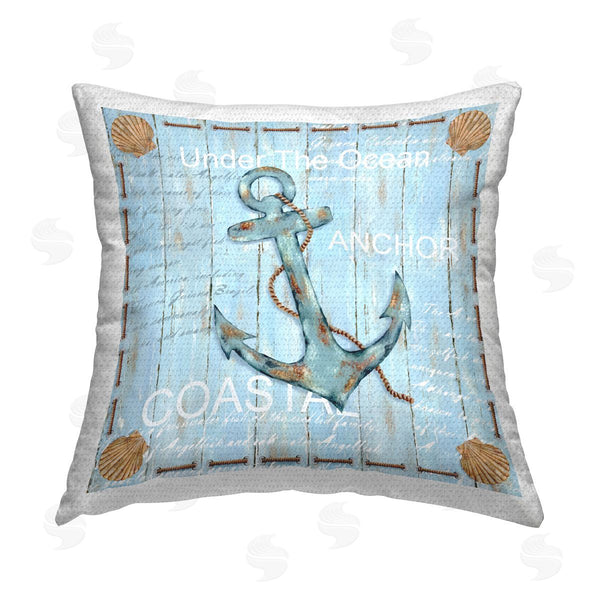 Stupell Industries Emma Leach | Nautical Boat Anchor Plank Pattern Printed Throw Pillow