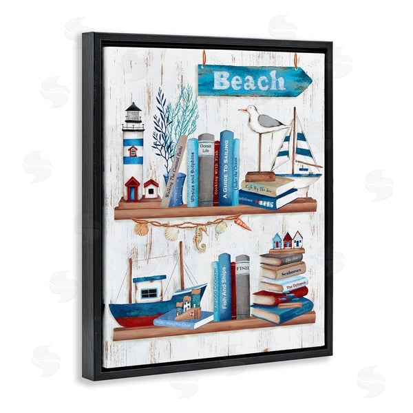 Stupell Industries Emma Leach | Nautical Books On Shelf