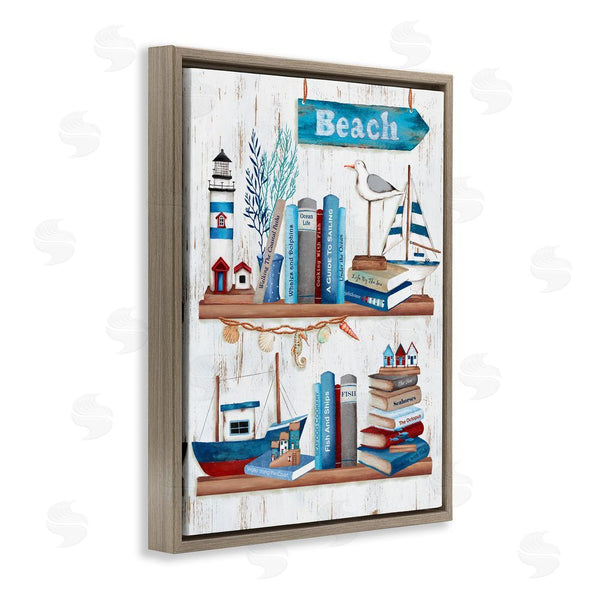Stupell Industries Emma Leach | Nautical Books On Shelf