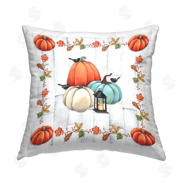 stupell industries Emma Leach | Pumpkins & Crows Seasonal Leaves Printed Throw Pillow