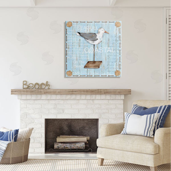Stupell Industries Emma Leach | Rustic Blue Seagull Wall Art
