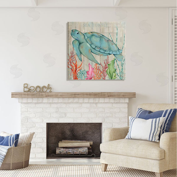 Stupell Industries Emma Leach | Rustic Sea Turtle Animal Wall Art